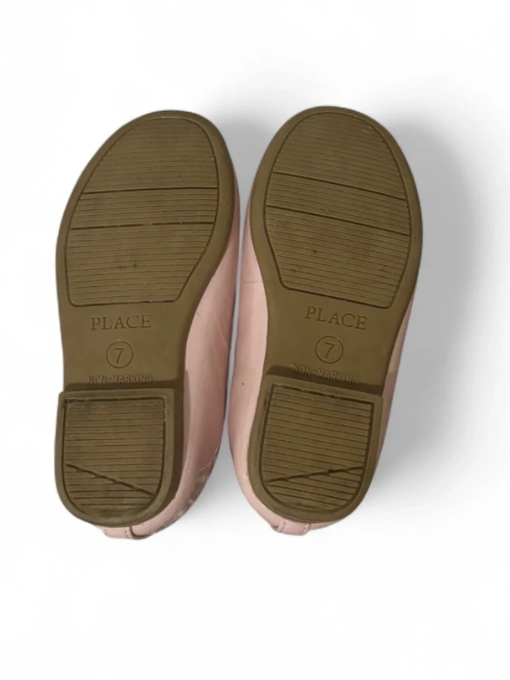 Place+Play Girls' Blush Patent Ballet Flats with Bow Strap